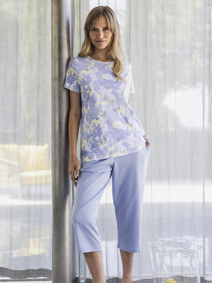 ISA Fashion Pyjama 3/4 Hose hellblau